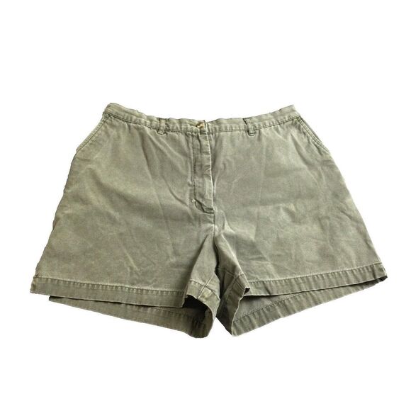 Eddie‎ Bauer Shorts Womens 12 (32" Waist) Sage Green Flat Front 3.5" Inseam Lady - Picture 1 of 7